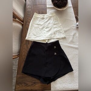 Love Tree - Cream Wrap-Front Skort and black wrap front skort